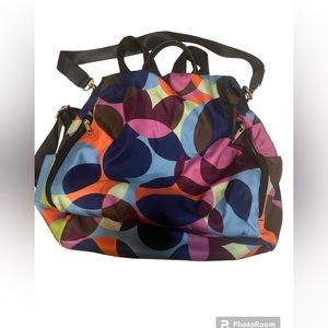 STYLISH AND FUN NAVY NYLON MULTI POCKET BACKPACK/SHOULDER BAG. No Label.
